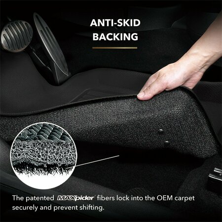 3D Mats Usa Custom Fit, Raised Edge, Black, Thermoplastic Rubber Of Carbon Fiber Texture, 3 Piece L1TL03631509